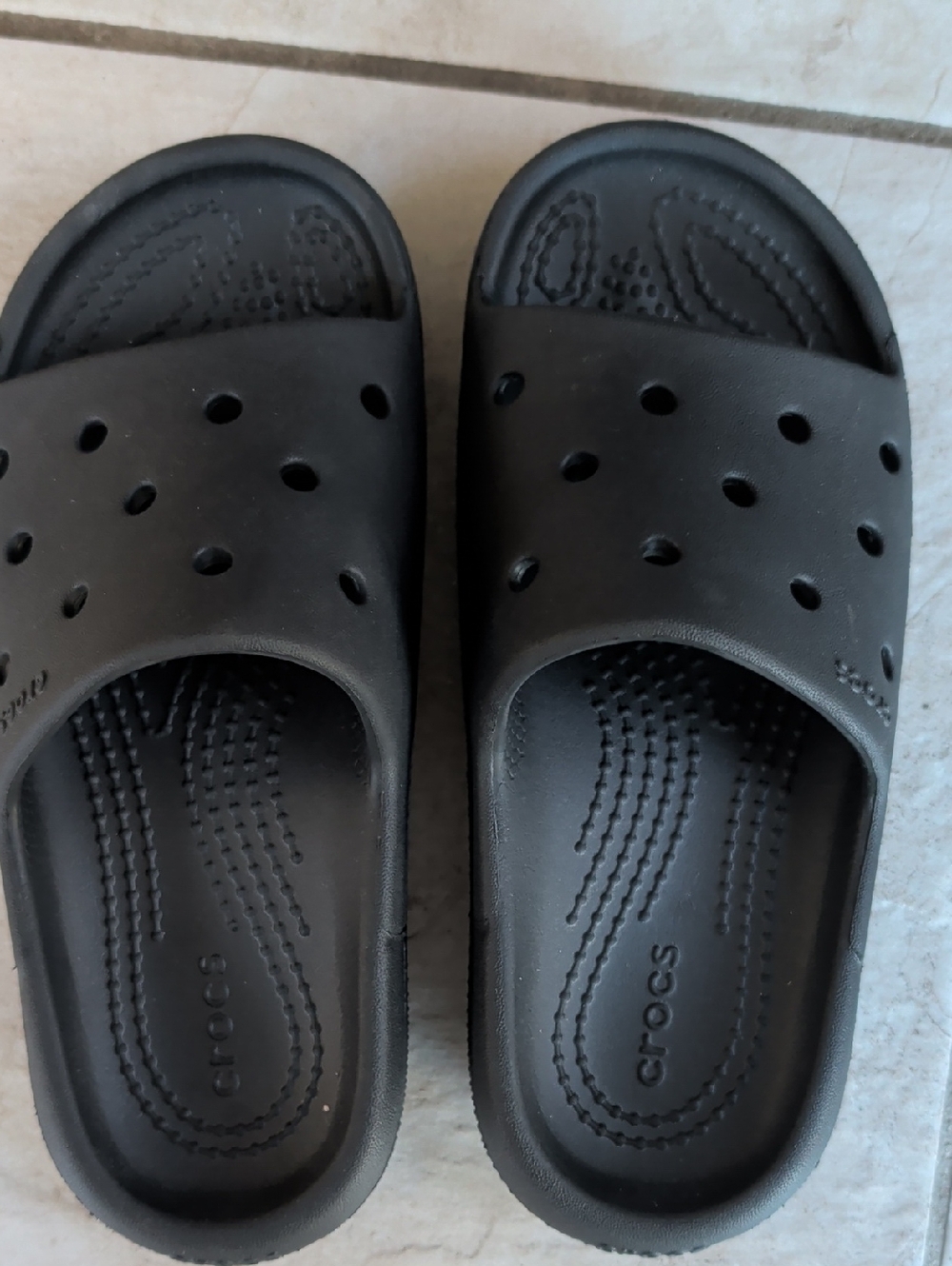 CROCS Black Slide Sandals with Vent Holes